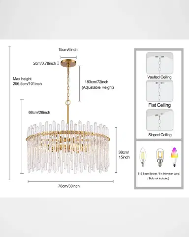 Arabela Lighting Icicles 30" 8-Light Chandelier | Thumbnail 6 Arabela Lighting Icicles 30" 8-Light Chandelier | Thumbnail 6