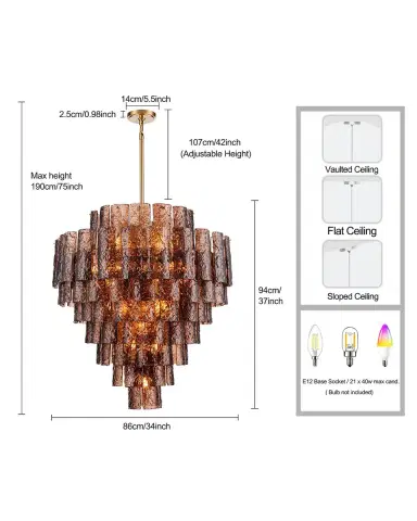 Arabela Lighting Fire and Ice 37" 21-Light Chandelier | Thumbnail 11 Arabela Lighting Fire and Ice 37" 21-Light Chandelier | Thumbnail 11