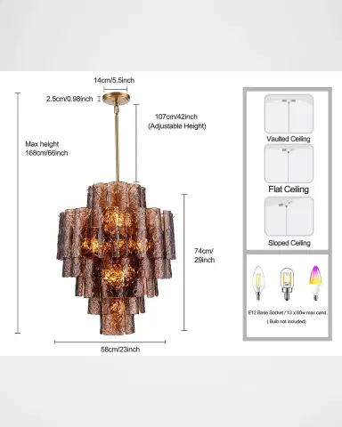 Arabela Lighting Fire and Ice 29" 13-Light Chandelier | Thumbnail 6 Arabela Lighting Fire and Ice 29" 13-Light Chandelier | Thumbnail 6