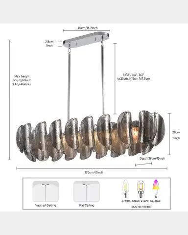 Arabela Lighting Chateau 47" 6-Light Linear Chandelier | Thumbnail 7 Arabela Lighting Chateau 47" 6-Light Linear Chandelier | Thumbnail 7