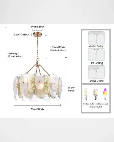 Arabela Lighting Strata 30" 8-Light Chandelier | Thumbnail 7 Arabela Lighting Strata 30" 8-Light Chandelier | Thumbnail 7