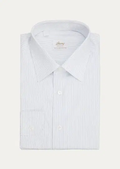 Brioni Men's Striped Cotton Dress Shirt | Thumbnail 11 Brioni Men's Striped Cotton Dress Shirt | Thumbnail 11