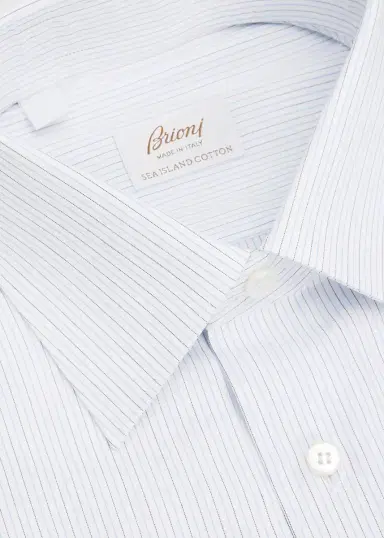 Brioni Men's Striped Cotton Dress Shirt | Thumbnail 12 Brioni Men's Striped Cotton Dress Shirt | Thumbnail 12