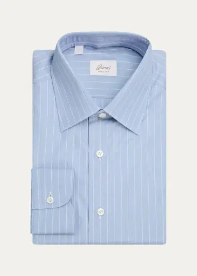 Brioni Men's Striped Cotton Dress Shirt | Thumbnail 13 Brioni Men's Striped Cotton Dress Shirt | Thumbnail 13