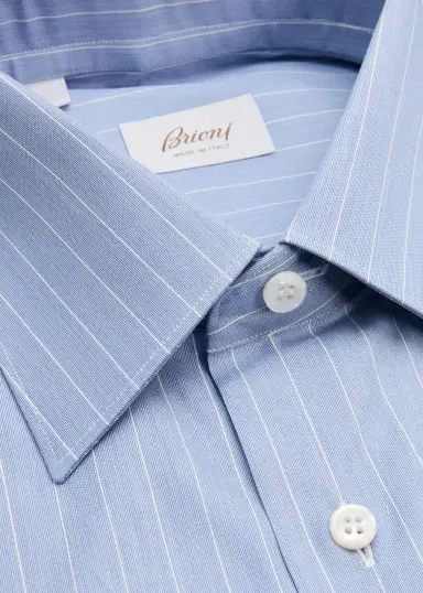 Brioni Men's Striped Cotton Dress Shirt | Thumbnail 14 Brioni Men's Striped Cotton Dress Shirt | Thumbnail 14