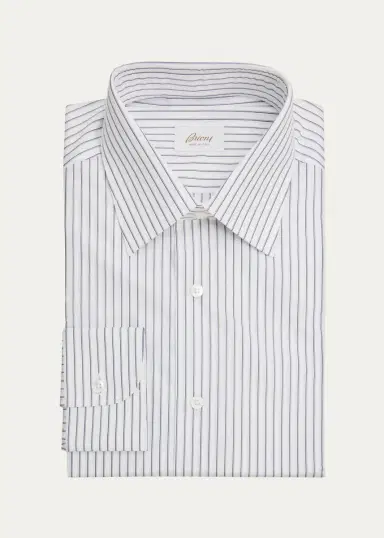 Brioni Men's Striped Cotton Dress Shirt | Thumbnail 15 Brioni Men's Striped Cotton Dress Shirt | Thumbnail 15