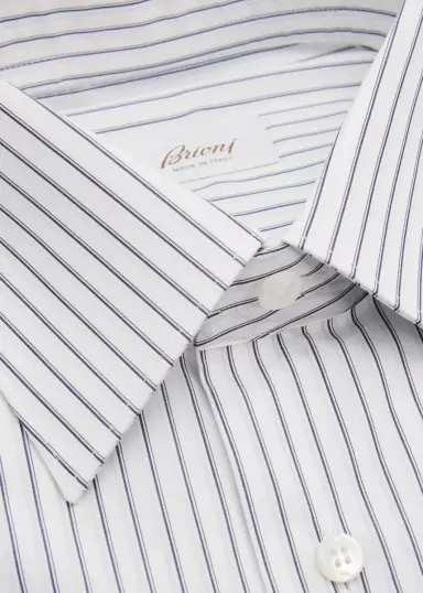 Brioni Men's Striped Cotton Dress Shirt | Thumbnail 16 Brioni Men's Striped Cotton Dress Shirt | Thumbnail 16