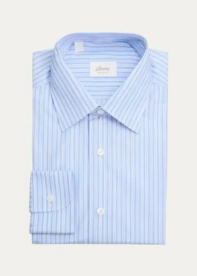 Brioni Men's Striped Cotton Dress Shirt | Thumbnail 17 Brioni Men's Striped Cotton Dress Shirt | Thumbnail 17