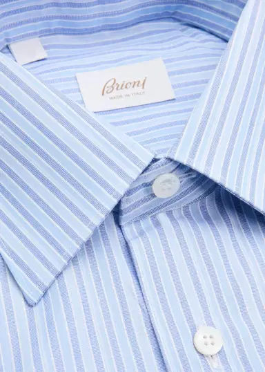 Brioni Men's Striped Cotton Dress Shirt | Thumbnail 18 Brioni Men's Striped Cotton Dress Shirt | Thumbnail 18