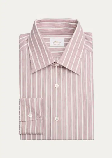 Brioni Men's Striped Cotton Dress Shirt | Thumbnail 19 Brioni Men's Striped Cotton Dress Shirt | Thumbnail 19