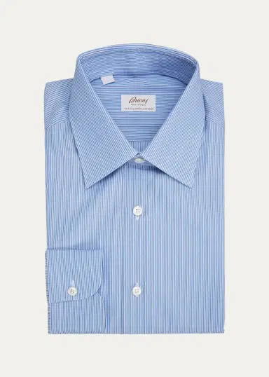 Brioni Men's Striped Cotton Dress Shirt | Thumbnail 23 Brioni Men's Striped Cotton Dress Shirt | Thumbnail 23