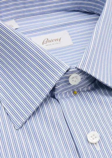 Brioni Men's Striped Cotton Dress Shirt | Thumbnail 4 Brioni Men's Striped Cotton Dress Shirt | Thumbnail 4