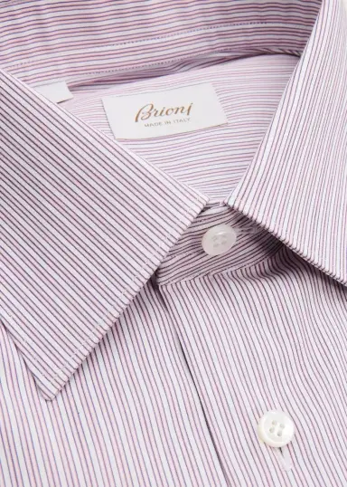 Brioni Men's Striped Cotton Dress Shirt | Thumbnail 6 Brioni Men's Striped Cotton Dress Shirt | Thumbnail 6