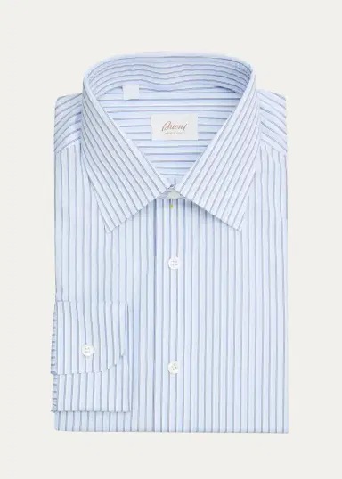 Brioni Men's Striped Cotton Dress Shirt | Thumbnail 7 Brioni Men's Striped Cotton Dress Shirt | Thumbnail 7