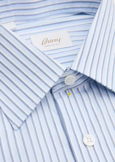 Brioni Men's Striped Cotton Dress Shirt | Thumbnail 8 Brioni Men's Striped Cotton Dress Shirt | Thumbnail 8