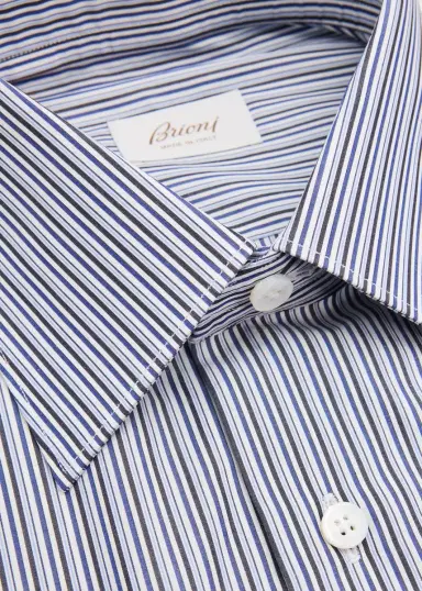 Brioni Men's Striped Cotton Dress Shirt | Thumbnail 10 Brioni Men's Striped Cotton Dress Shirt | Thumbnail 10