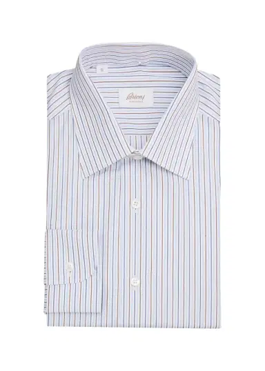 Brioni Men's Striped Cotton Dress Shirt | Thumbnail 1 Brioni Men's Striped Cotton Dress Shirt | Thumbnail 1