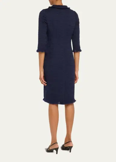 Rickie Freeman for Teri Jon Fringe-Trim Stretch Boucle Dress | Thumbnail 3 Rickie Freeman for Teri Jon Fringe-Trim Stretch Boucle Dress | Thumbnail 3