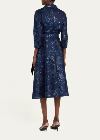 Rickie Freeman for Teri Jon Metallic Jacquard Shirtwaist Midi Dress | Thumbnail 3 Rickie Freeman for Teri Jon Metallic Jacquard Shirtwaist Midi Dress | Thumbnail 3