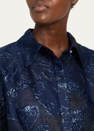 Rickie Freeman for Teri Jon Metallic Jacquard Shirtwaist Midi Dress | Thumbnail 5 Rickie Freeman for Teri Jon Metallic Jacquard Shirtwaist Midi Dress | Thumbnail 5