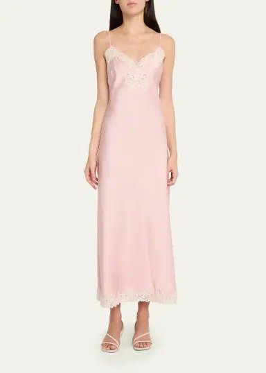 LoveShackFancy Lomira Bow Applique Satin Slip Dress | Thumbnail 2 LoveShackFancy Lomira Bow Applique Satin Slip Dress | Thumbnail 2