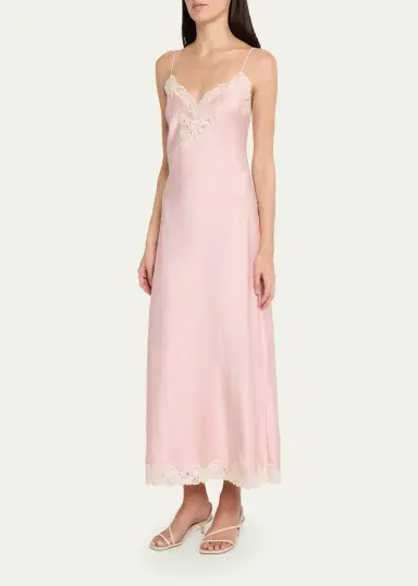 LoveShackFancy Lomira Bow Applique Satin Slip Dress | Thumbnail 4 LoveShackFancy Lomira Bow Applique Satin Slip Dress | Thumbnail 4