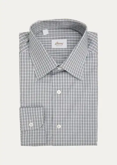 Brioni Men's Check Cotton Dress Shirt | Thumbnail 3 Brioni Men's Check Cotton Dress Shirt | Thumbnail 3