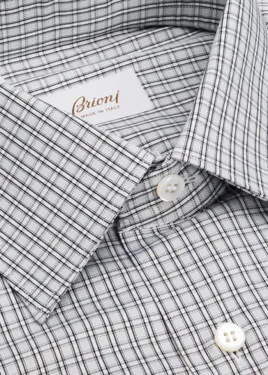 Brioni Men's Check Cotton Dress Shirt | Thumbnail 4 Brioni Men's Check Cotton Dress Shirt | Thumbnail 4