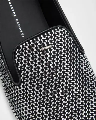 Giuseppe Zanotti Men's Suede Crystal-Embellished Loafers | Thumbnail 3 Giuseppe Zanotti Men's Suede Crystal-Embellished Loafers | Thumbnail 3