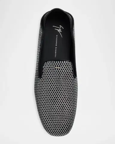 Giuseppe Zanotti Men's Suede Crystal-Embellished Loafers | Thumbnail 4 Giuseppe Zanotti Men's Suede Crystal-Embellished Loafers | Thumbnail 4