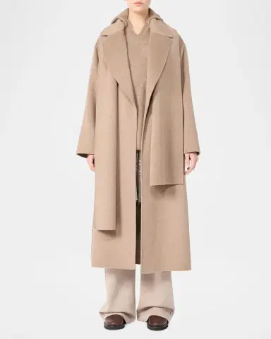 Max Mara Carisma Wool-Cashmere Wrap Coat With Scarf | Thumbnail 4 Max Mara Carisma Wool-Cashmere Wrap Coat With Scarf | Thumbnail 4