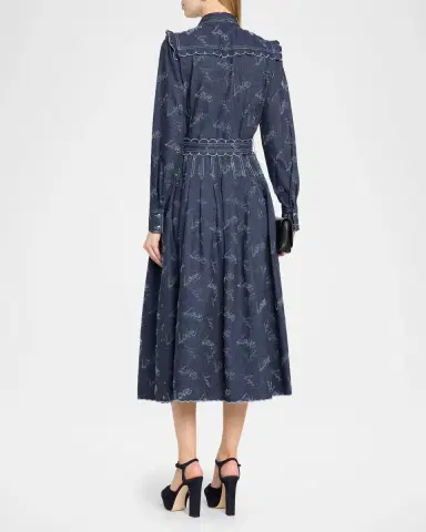 MAISON COMMON Belted Embroidered Chambray Midi Shirtdress | Thumbnail 3 MAISON COMMON Belted Embroidered Chambray Midi Shirtdress | Thumbnail 3