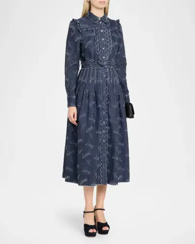 MAISON COMMON Belted Embroidered Chambray Midi Shirtdress | Thumbnail 4 MAISON COMMON Belted Embroidered Chambray Midi Shirtdress | Thumbnail 4