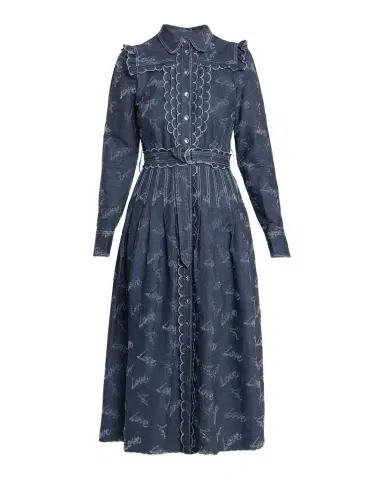 MAISON COMMON Belted Embroidered Chambray Midi Shirtdress | Thumbnail 1 MAISON COMMON Belted Embroidered Chambray Midi Shirtdress | Thumbnail 1