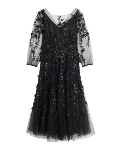 MAISON COMMON Floral Embroidered Tulle Illusion Midi Dress | Thumbnail 1 MAISON COMMON Floral Embroidered Tulle Illusion Midi Dress | Thumbnail 1