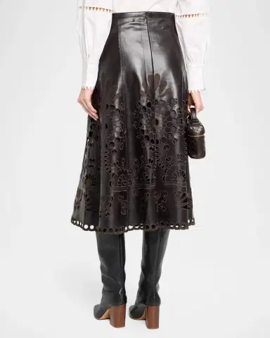 MAISON COMMON Embroidered Vegan Leather Midi Skirt | Thumbnail 3 MAISON COMMON Embroidered Vegan Leather Midi Skirt | Thumbnail 3
