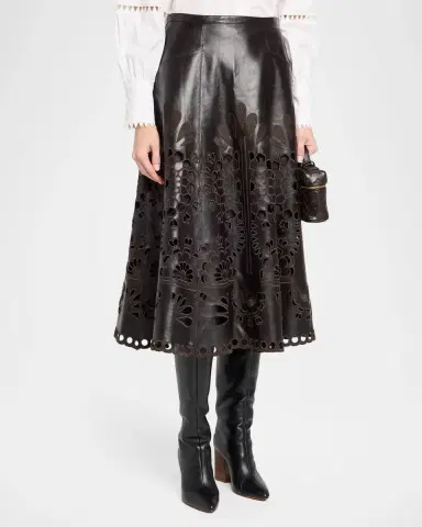 MAISON COMMON Embroidered Vegan Leather Midi Skirt | Thumbnail 4 MAISON COMMON Embroidered Vegan Leather Midi Skirt | Thumbnail 4