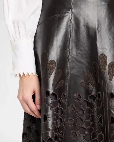 MAISON COMMON Embroidered Vegan Leather Midi Skirt | Thumbnail 5 MAISON COMMON Embroidered Vegan Leather Midi Skirt | Thumbnail 5