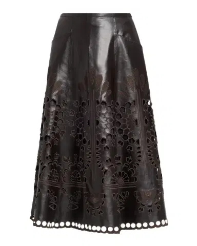 MAISON COMMON Embroidered Vegan Leather Midi Skirt | Thumbnail 1 MAISON COMMON Embroidered Vegan Leather Midi Skirt | Thumbnail 1