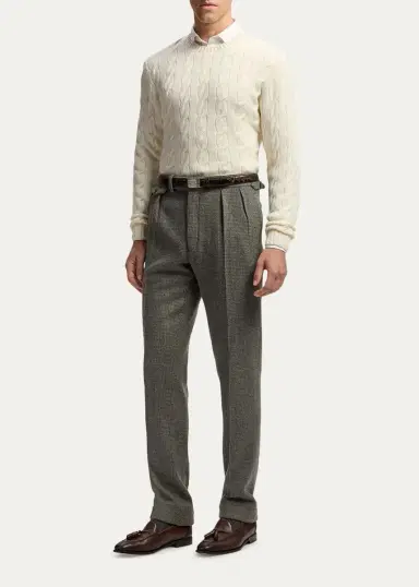 Ralph Lauren Purple Label Men's Gregory Hand-Tailored Tick-Weave Trousers | Thumbnail 2 Ralph Lauren Purple Label Men's Gregory Hand-Tailored Tick-Weave Trousers | Thumbnail 2