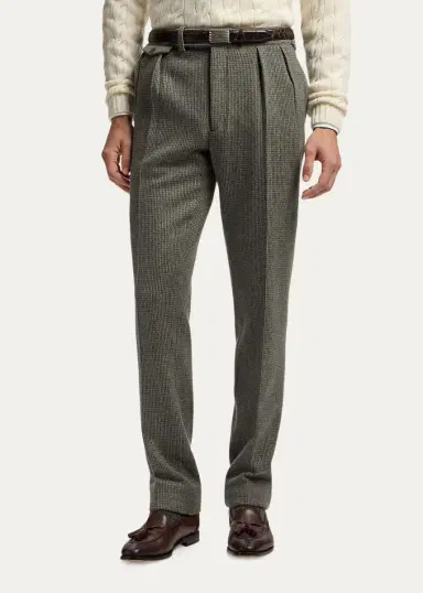 Ralph Lauren Purple Label Men's Gregory Hand-Tailored Tick-Weave Trousers | Thumbnail 4 Ralph Lauren Purple Label Men's Gregory Hand-Tailored Tick-Weave Trousers | Thumbnail 4