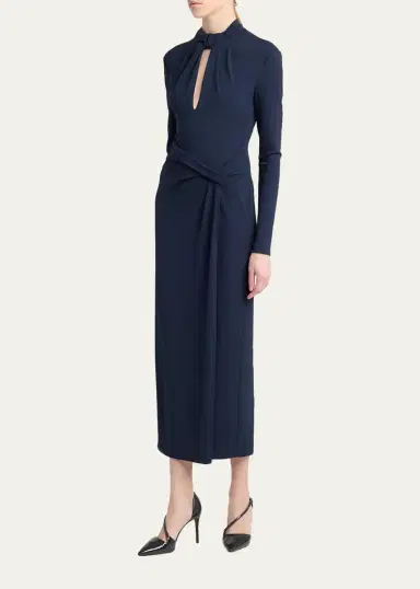 Giorgio Armani Twisted Keyhole Long-Sleeve Midi Dress | Thumbnail 4 Giorgio Armani Twisted Keyhole Long-Sleeve Midi Dress | Thumbnail 4