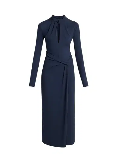 Giorgio Armani Twisted Keyhole Long-Sleeve Midi Dress | Thumbnail 1 Giorgio Armani Twisted Keyhole Long-Sleeve Midi Dress | Thumbnail 1