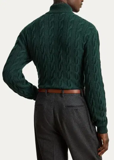 Ralph Lauren Purple Label Men's Cable-Knit Cashmere Mock Neck Sweater | Thumbnail 3 Ralph Lauren Purple Label Men's Cable-Knit Cashmere Mock Neck Sweater | Thumbnail 3