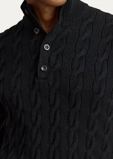 Ralph Lauren Purple Label Men's Cable-Knit Cashmere Mock Neck Sweater | Thumbnail 10 Ralph Lauren Purple Label Men's Cable-Knit Cashmere Mock Neck Sweater | Thumbnail 10
