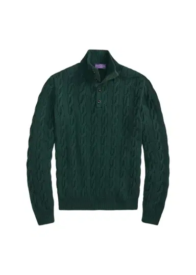 Ralph Lauren Purple Label Men's Cable-Knit Cashmere Mock Neck Sweater | Thumbnail 1 Ralph Lauren Purple Label Men's Cable-Knit Cashmere Mock Neck Sweater | Thumbnail 1