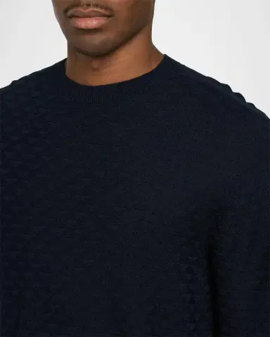 Giorgio Armani Geometric Textured Virgin Wool Crewneck Sweater | Thumbnail 5 Giorgio Armani Geometric Textured Virgin Wool Crewneck Sweater | Thumbnail 5