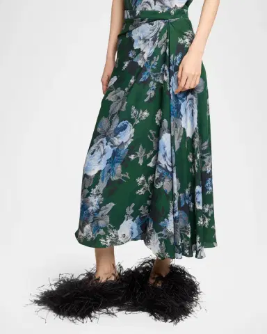 Erdem Floral Draped Crepe Midi Skirt | Thumbnail 4 Erdem Floral Draped Crepe Midi Skirt | Thumbnail 4