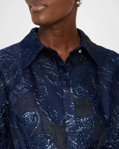 Rickie Freeman for Teri Jon Metallic Jacquard Shirtwaist Midi Dress | Thumbnail 5 Rickie Freeman for Teri Jon Metallic Jacquard Shirtwaist Midi Dress | Thumbnail 5