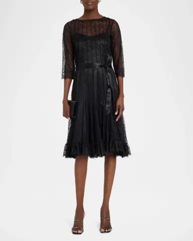 Rickie Freeman for Teri Jon Pintuck Laced Cocktail Dress | Thumbnail 2 Rickie Freeman for Teri Jon Pintuck Laced Cocktail Dress | Thumbnail 2